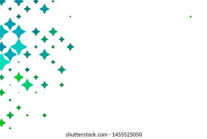 Light Blue, Green vector template with sky stars. Shining colored illustration with stars. The pattern can be used for wrapping gifts.