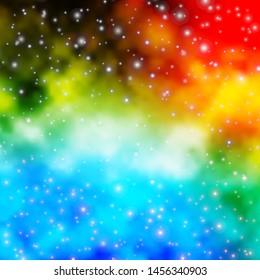 Light Blue, Green vector template with neon stars. Colorful illustration in abstract style with gradient stars. Design for your business promotion.