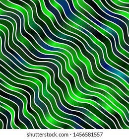 Light Blue, Green vector template with wry lines. Illustration in abstract style with gradient curved.  Pattern for commercials, ads.