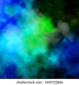 Light Blue, Green vector template with neon stars. Blur decorative design in simple style with stars. Pattern for websites, landing pages.