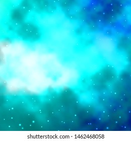 Light Blue, Green vector template with neon stars. Colorful illustration with abstract gradient stars. Best design for your ad, poster, banner.