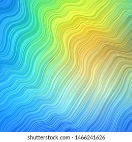 Light Blue, Green vector template with curved lines. Abstract illustration with gradient bows. Pattern for commercials, ads.