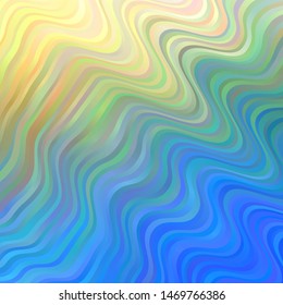 Light Blue, Green vector template with wry lines. Bright illustration with gradient circular arcs. Template for cellphones.