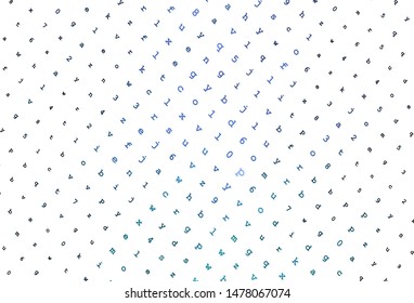Light Blue, Green vector template with isolated letters. Modern geometrical illustration with ABC english symbols. Pattern for booklets, leaflets of education.