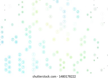 Light Blue, Green vector template with isolated numerals. Shining colorful illustration with isolated Digit signs. Template for landing page of typography.