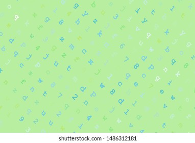 Light Blue, Green vector template with isolated letters. Shining colorful illustration with isolated letters. Best design for a college poster, banner.