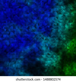 Light Blue, Green vector template with crystals, triangles. Triangles on abstract background with colorful gradient. Pattern for commercials.