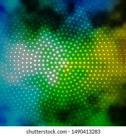 Light Blue, Green vector template with neon stars. Decorative illustration with stars on abstract template. Pattern for wrapping gifts.