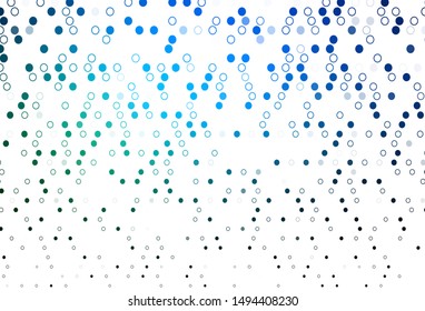 Light Blue, Green vector template with circles. Blurred decorative design in abstract style with bubbles. Completely new template for your brand book.