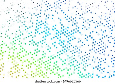 Light Blue, Green vector template with sky stars. Stars on blurred abstract background with gradient. Pattern for astronomy websites.