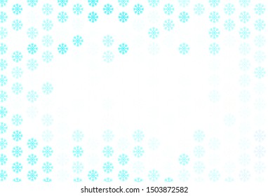 Light Blue, Green vector template with ice snowflakes. Colorful snowflakes with gradient on abstract background. Template for a new year background.