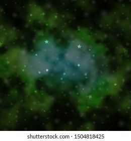 Light Blue, Green vector template with neon stars. Colorful illustration in abstract style with gradient stars. Best design for your ad, poster, banner.
