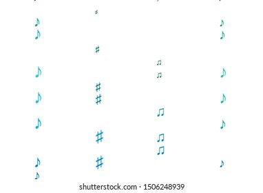 Light Blue, Green vector template with musical symbols. Abstract illustration with colorful symbols of melody. Pattern for school ad, booklets.