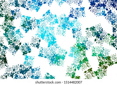 Light Blue, Green vector template with chaotic shapes. Colorful chaotic forms with gradient in modern style. Elegant design for wallpapers.