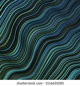 Light Blue, Green vector template with wry lines. Abstract illustration with gradient bows. Pattern for booklets, leaflets.