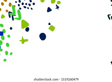 Light Blue, Green vector template with chaotic shapes. Illustration with colorful gradient shapes in abstract style. Best smart design for your business.