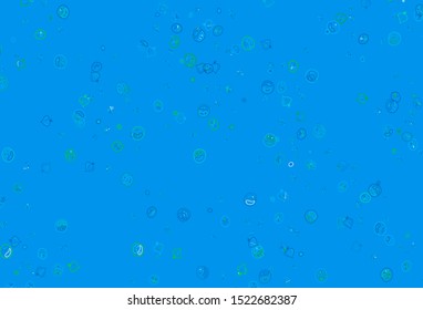 Light Blue, Green vector template with organic meal. Colorful decorative design of snacks in doodle style. Pattern for ads of breakfast, lunch, dinner.