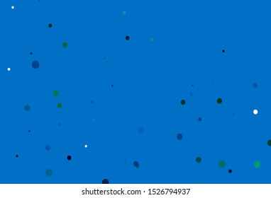 Light Blue, Green vector template with circles. Blurred decorative design in abstract style with bubbles. Template for your brand book.