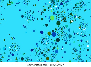 Light Blue, Green vector template with chaotic shapes. Colorful chaotic forms with gradient in modern style. Modern design for your business card.