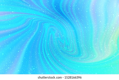 Light Blue, Green vector template with space stars. Glitter abstract illustration with colorful cosmic stars. Pattern for astrology websites.