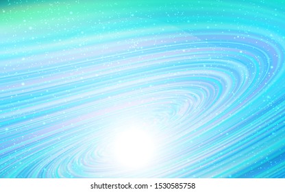Light Blue, Green vector template with space stars. Shining colored illustration with bright astronomical stars. Pattern for futuristic ad, booklets.