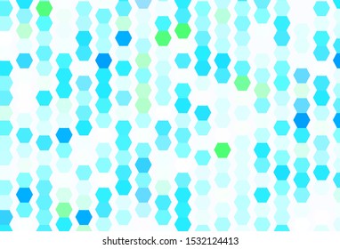 Light Blue, Green vector template in hexagonal style. Colorful hexagons on blur backdrop. Design for your business advert.