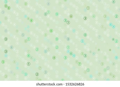 Light Blue, Green vector template with isolated numerals. Shining colorful illustration with isolated Digit signs. Pattern for ad, booklets, leaflets of education.