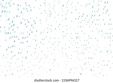 Light Blue, Green vector template with musical symbols. Modern abstract illustration with melody keys. Pattern for school ad, booklets.