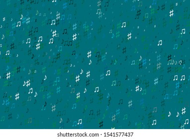 Light Blue, Green vector template with musical symbols. Modern abstract illustration with melody keys. Pattern for school ad, booklets.
