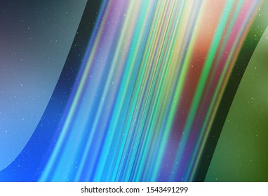 Light Blue, Green vector template with space stars. Shining illustration with sky stars on abstract template. Pattern for futuristic ad, booklets.