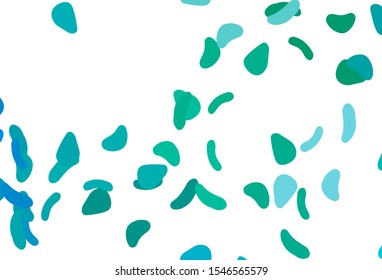 Light Blue, Green vector template with memphis shapes. Colorful chaotic forms with gradient in modern style. Elegant design for wallpapers.