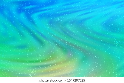 Light Blue, Green vector template with space stars. Shining illustration with sky stars on abstract template. Pattern for astronomy websites.