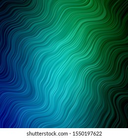 Light Blue, Green vector template with lines. Colorful geometric sample with gradient curves.  Best design for your ad, poster, banner.