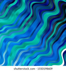 Light Blue, Green vector template with curved lines. Illustration in abstract style with gradient curved.  Pattern for websites, landing pages.