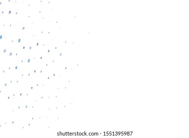 Light Blue, Green vector template with musical symbols. Isolated colorful music keys on abstract background. Pattern for websites of musitians.