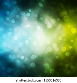 Light Blue, Green vector template with circles. Glitter abstract illustration with colorful drops. Pattern for wallpapers, curtains.