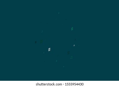 Light Blue, Green vector template with musical symbols. Shining illustration of colorful gradient music notes. Modern design for wallpapers.