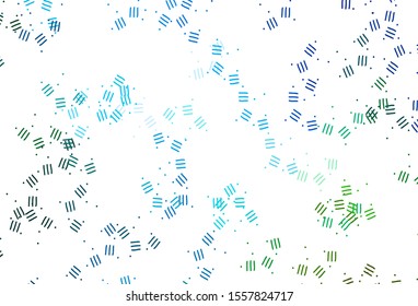 Light Blue, Green vector template with repeated sticks, dots. Lines on blurred abstract background with gradient. Pattern for ads, posters, banners.