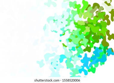 Light Blue, Green vector template with chaotic shapes. Modern abstract illustration with colorful random forms. Modern design for your business card.