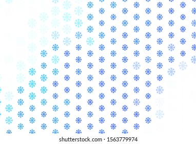 Light Blue, Green vector template with ice snowflakes. Colorful decorative design in xmas style with snow. Pattern for new year leaflets.