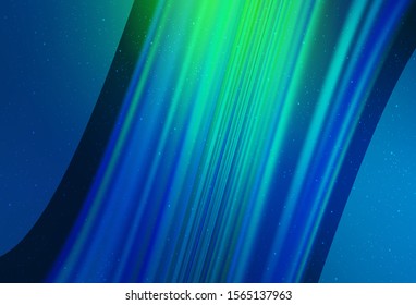 Light Blue, Green vector template with space stars. Glitter abstract illustration with colorful cosmic stars. Pattern for futuristic ad, booklets.