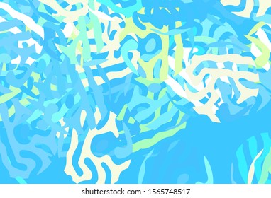 Light Blue, Green vector template with chaotic shapes. Decorative design in abstract style with random forms. Elegant design for wallpapers.