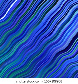 Light Blue, Green vector template with curves. Brand new colorful illustration with bent lines. Best design for your ad, poster, banner.
