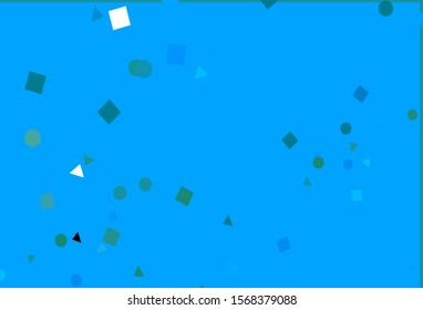 Light Blue, Green vector template with crystals, circles, squares. Abstract gradient illustration with circles, triangles, cubes. Pattern for busines ad, booklets, leaflets