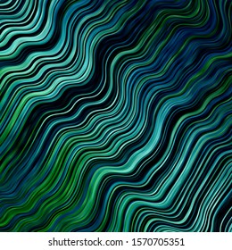 Light Blue, Green vector template with lines. Illustration in halftone style with gradient curves. Pattern for ads, commercials.