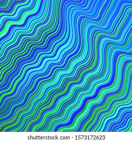 Light Blue, Green vector template with bent lines. An elegant bright illustration with gradient. Colorful wave pattern for your design.