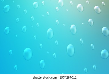 Light Blue, Green vector template with circles. Glitter abstract illustration with blurred drops of rain. Pattern can be used as texture of water, rain drops.