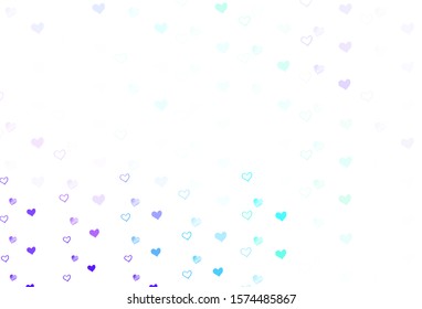 Light Blue, Green vector template with doodle hearts. Beautiful colored illustration with hearts in celebration style. Pattern for carnival, festival romantic leaflets.