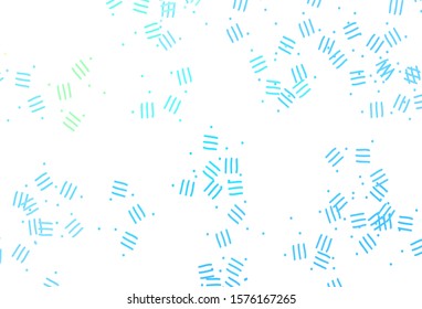 Light Blue, Green vector template with repeated sticks, dots. Glitter abstract illustration with colorful sticks. Pattern for your busines websites.