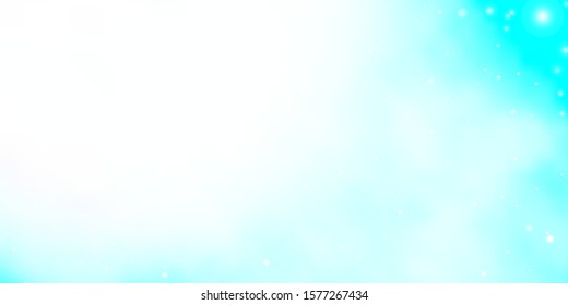 Light Blue, Green vector template with neon stars. Blur decorative design in simple style with stars. Theme for cell phones.